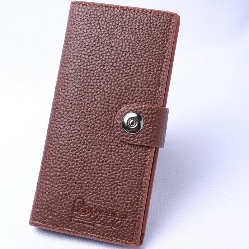 Men's Simple Portable Long Leather Multiple Slots Change Men's Wallet
