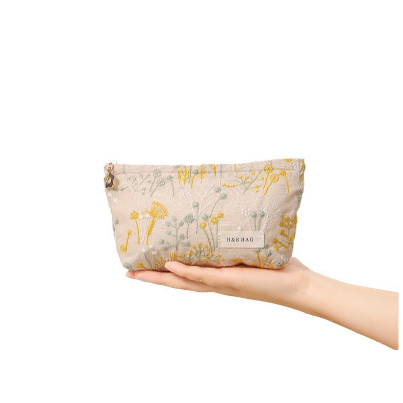 Embroidery Hand-held Portable Canvas Storage Skin Handbags