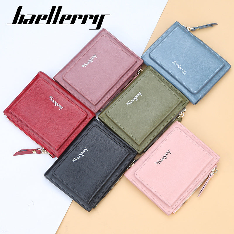 Women's Short Zipper Two-fold Horizontal Patent Leather Ladies Wallet