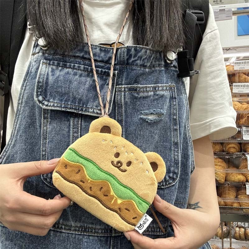 Burger Bear Change Earphone Storage Birthday Women's Messenger Bag