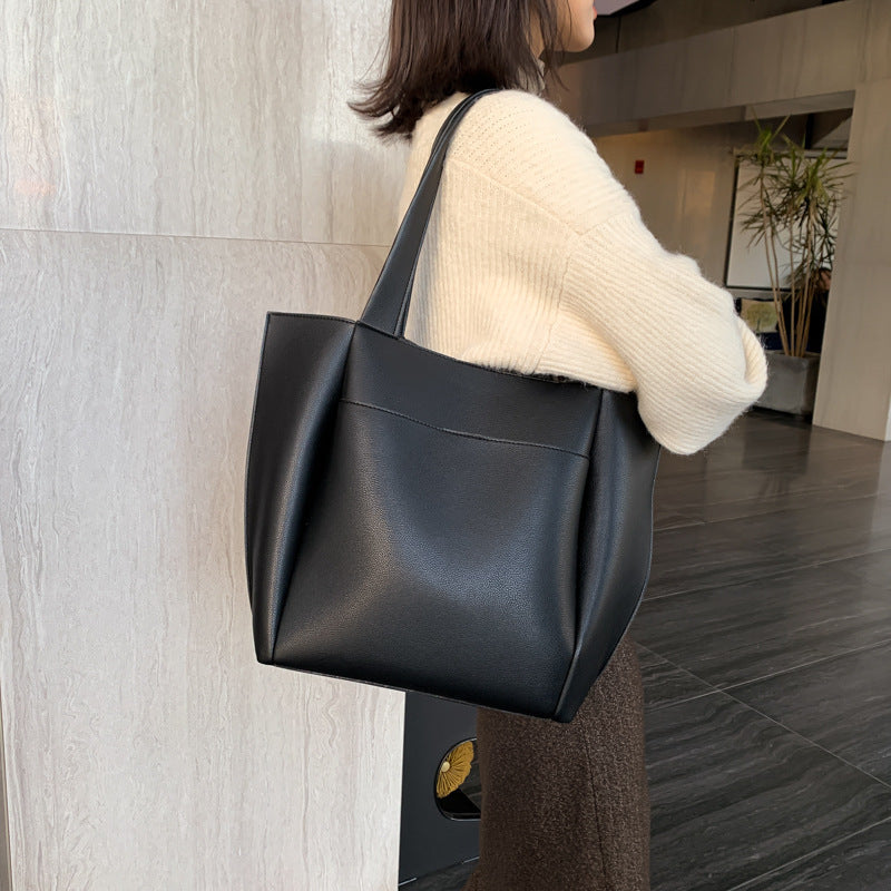 Women's Large Capacity Soft Autumn Korean Version Commuter Fashion Tote Bags