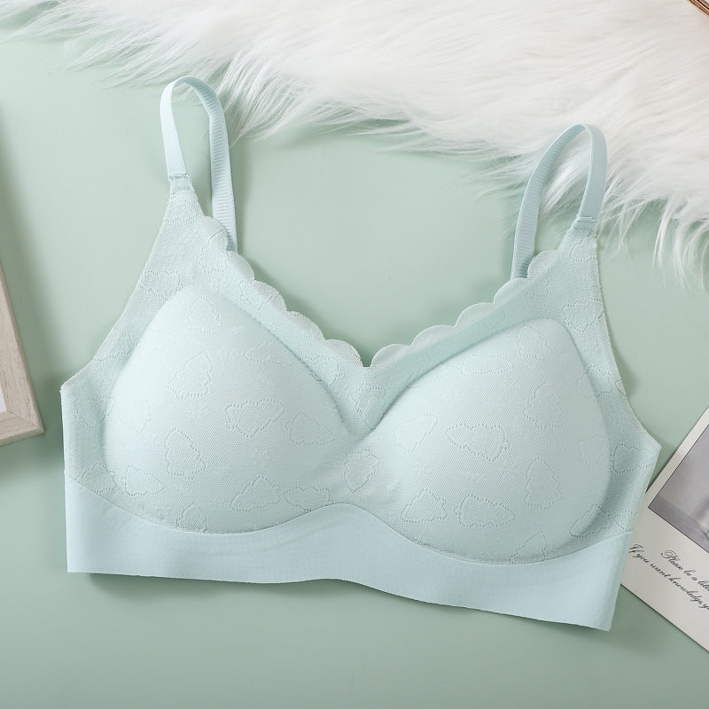 Women's Wireless Large Push Up Breast Holding Adjustable Lace Everyday Bras