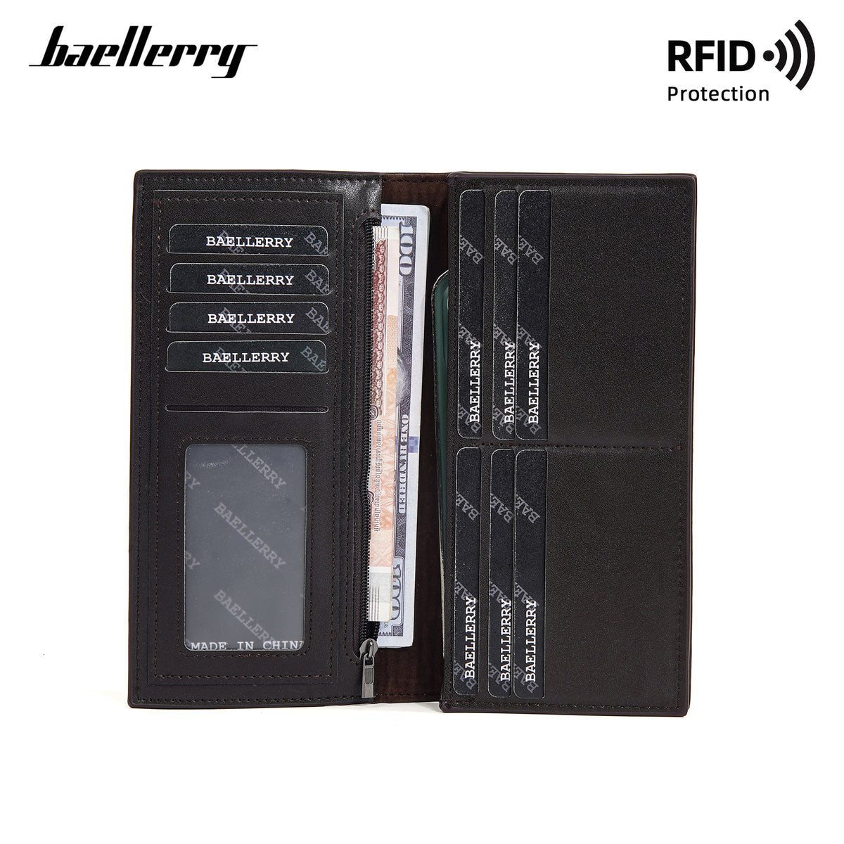 Men's Long Swiping Business Multi Slots Zipper Men's Wallet