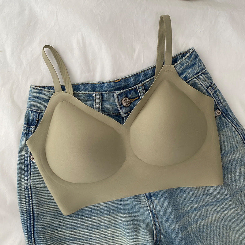 Women's Invisible Underwear Seamless Wireless Gathered Vest No Beauty Bras