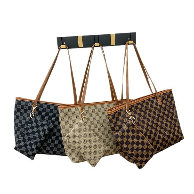 Women's Retro Plaid Two-piece Set Large Capacity Handbags