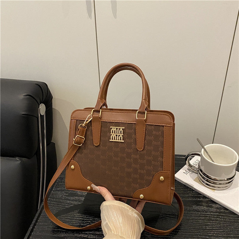 Elegant Mother Daughter Retro Large Capacity Trendy Beautiful Stitching Women's Shoulder Bag