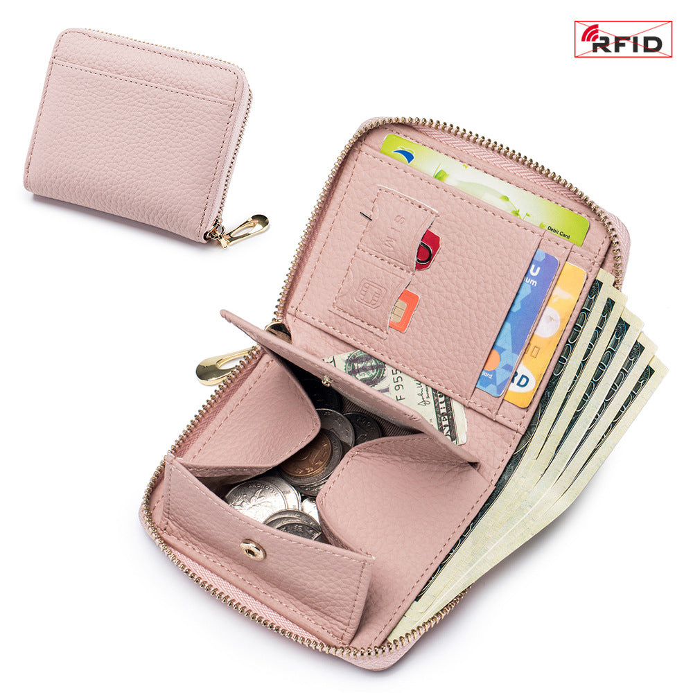 Women's Genuine Leather Fashion Short Niche Pocket Ladies Wallets