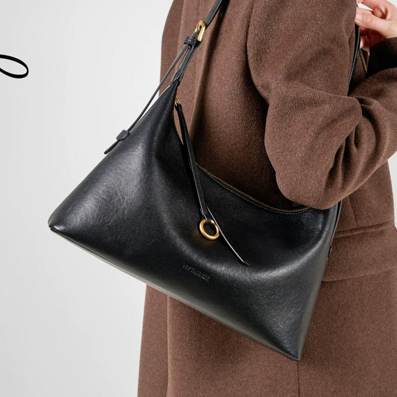 Women's Top Layer Vegetable Tanning Leather Underarm Large Bags
