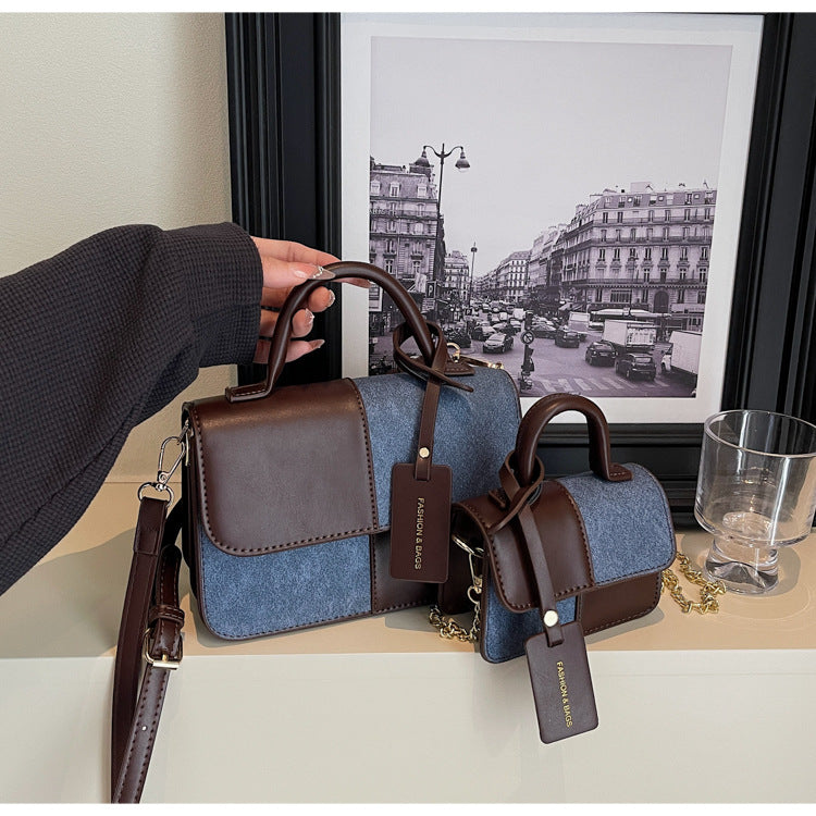 Women's Fashion Stitching Texture Portable Commuter Western Bags