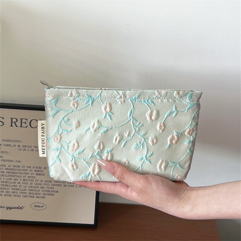 Rose Floral Flower Portable Large Capacity Skin Care Buggy Canvas Makeup Bag