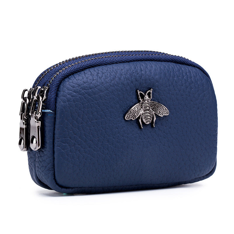 Women's Mini Cute Leather Double Zipper Pocket Bags