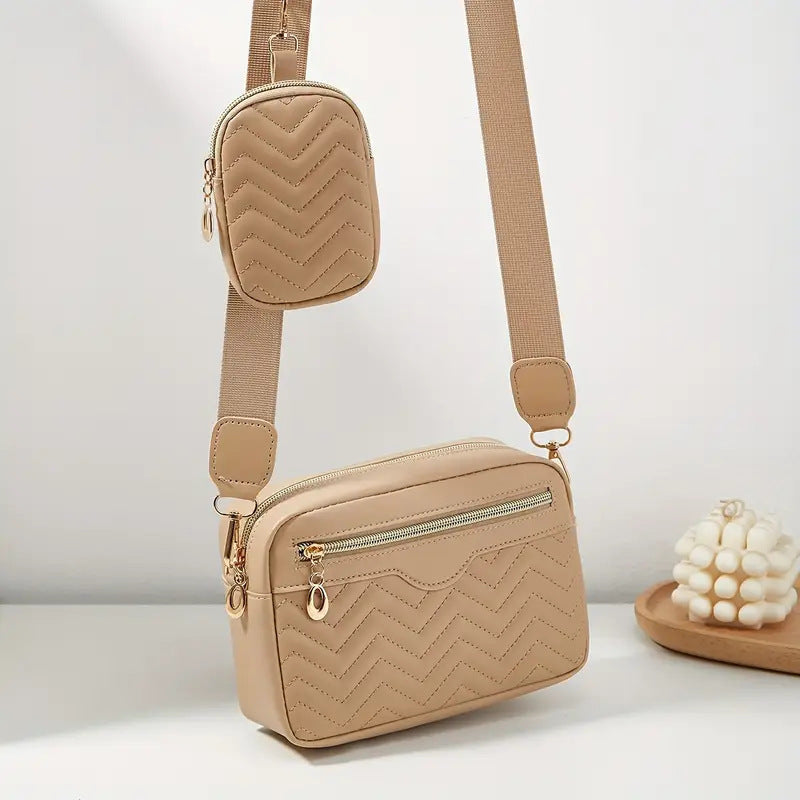 Women's Wave Embroidered Front Pull Cross Body Coin Purses