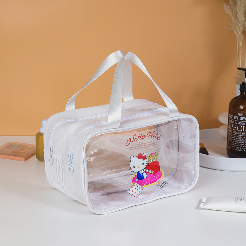 Dry Wet Separation Transparent Portable Double Layer Cosmetic Bags