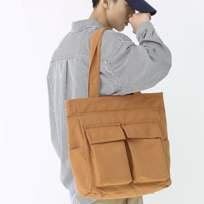 Women's & Men's Canvas Large Capacity Portable Korean Style Work Women's Shoulder Bag