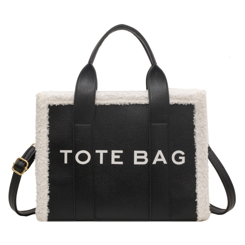 Women's Large Capacity Lamb Wool Letter Crossbody Bags