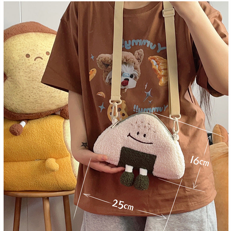 Fan Cartoon Cute Expression Rice Ball Crossbody Bags