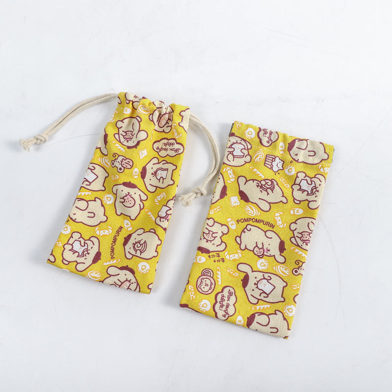 Portable Printing Canvas Jewelry Drawstring Pocket Coin Purses