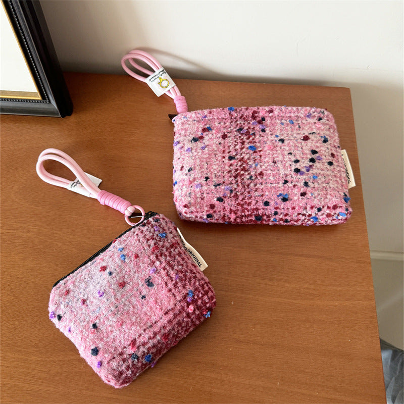 Classic Style Woolen Clutch Sweet Storage Cosmetic Bags