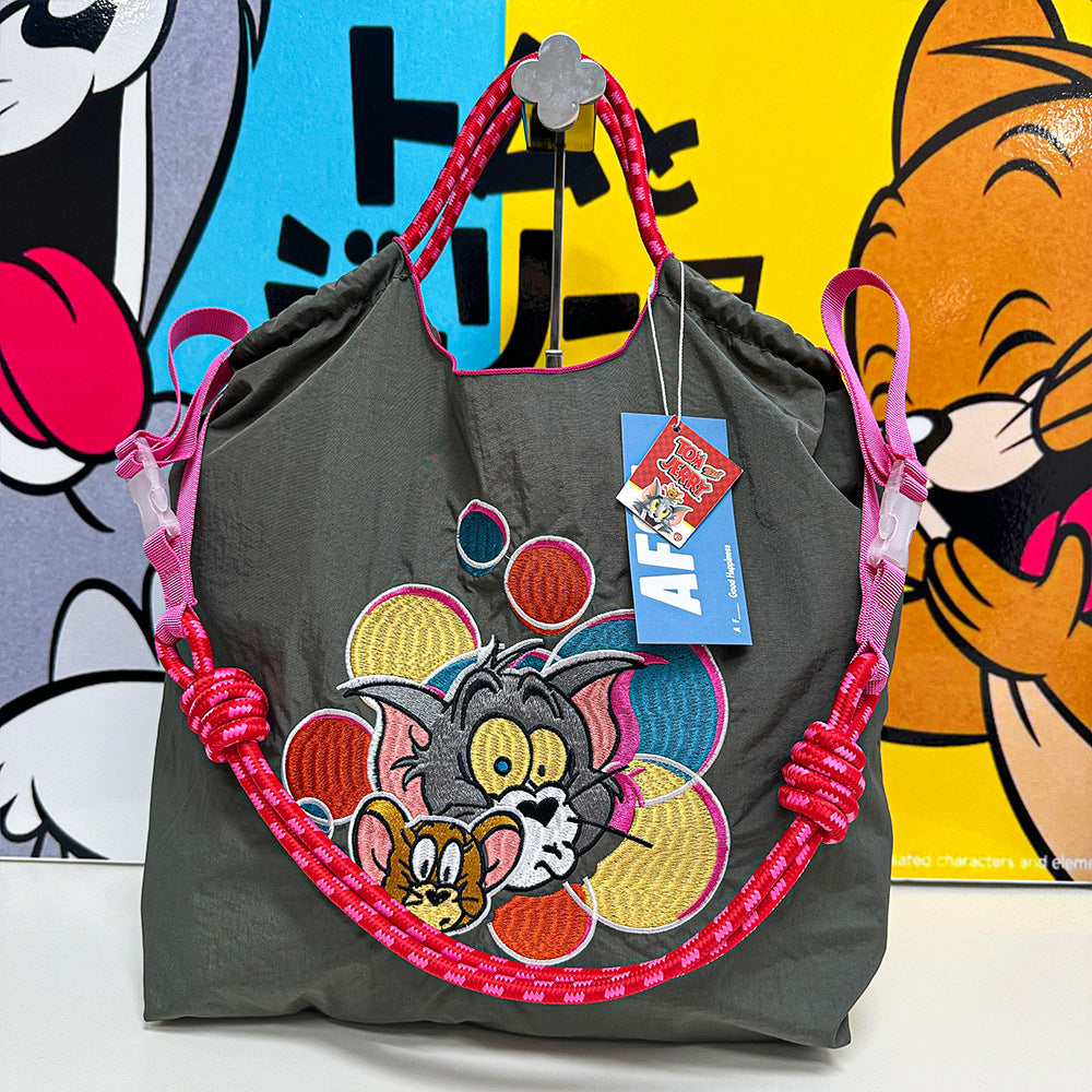 Authorized Embroidered Shopping Female Cartoon Fashion Portable Shoulder Bags