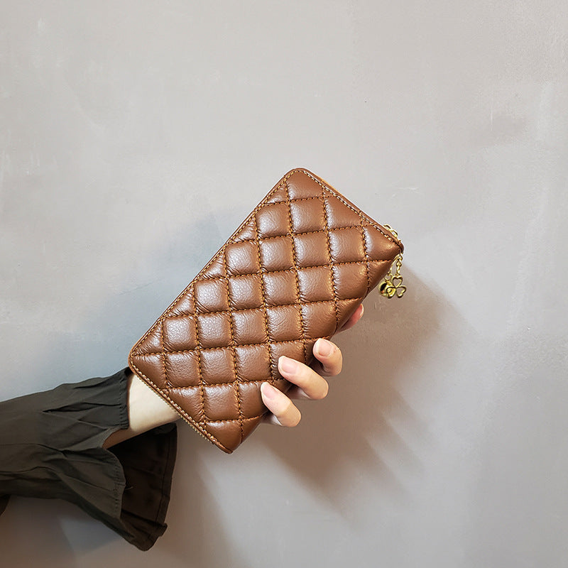 Women's Rhombus Long Change Mobile Tassel Handbags