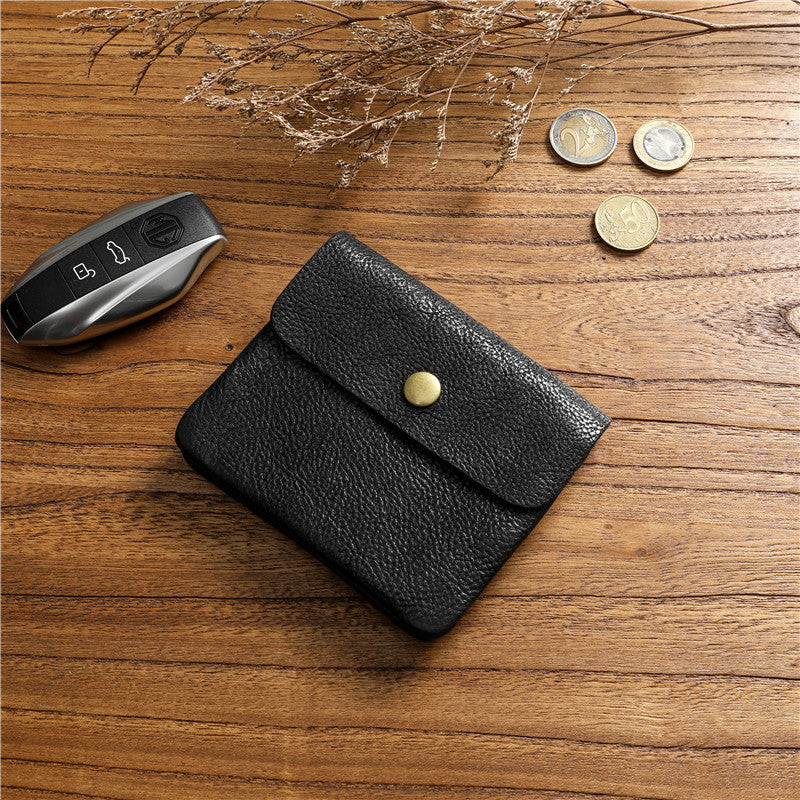 Women's & Men's Vegetable Tanned Leather Cowhide Short Genuine Leisure Simple Green Ladies Wallet