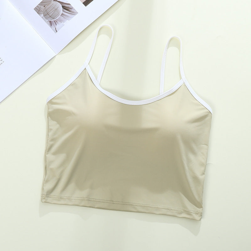 Women's Ice Ribbon Chest Pad Backless Base Tanks Camis