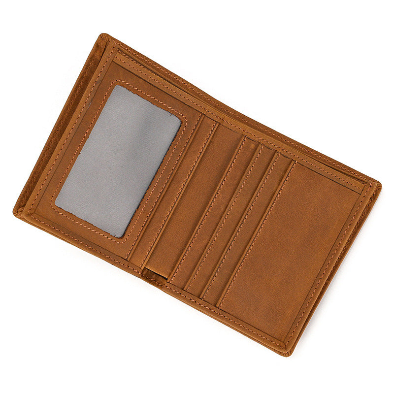 Horse Leather Genuine Short Zipper Pocket First Men's Wallets