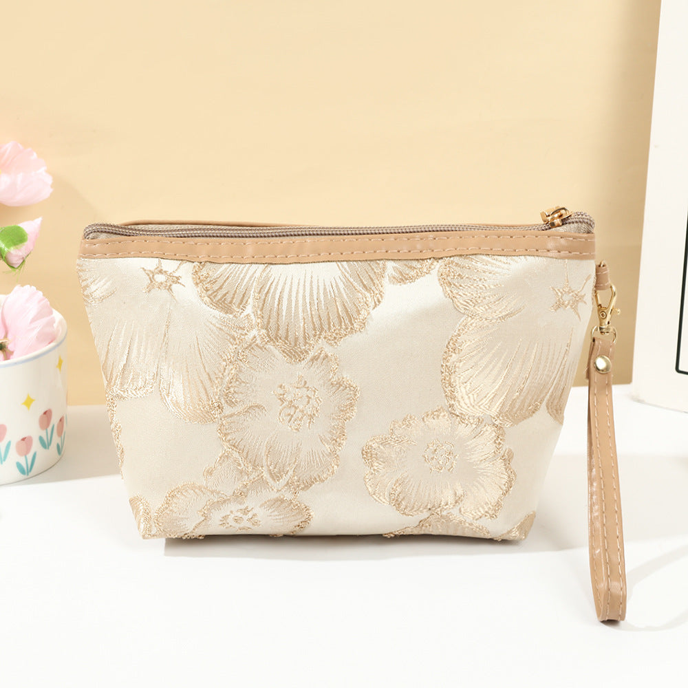 Vintage Flower Fashion Clutch Large Capacity Portable Makeup Bag