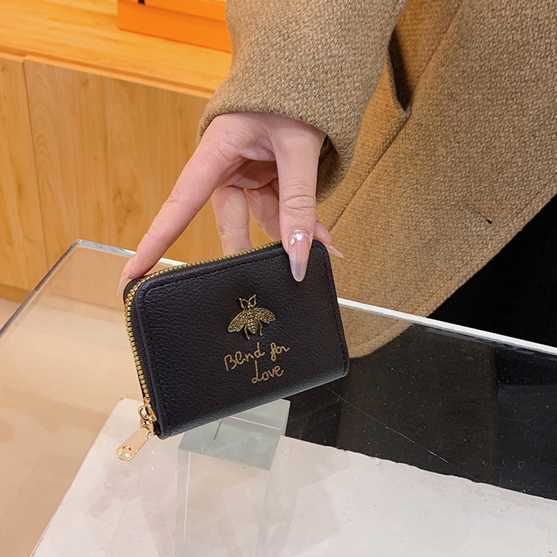 Women's Female Bee Zip Organ Sleeve Clamp Coin Purses