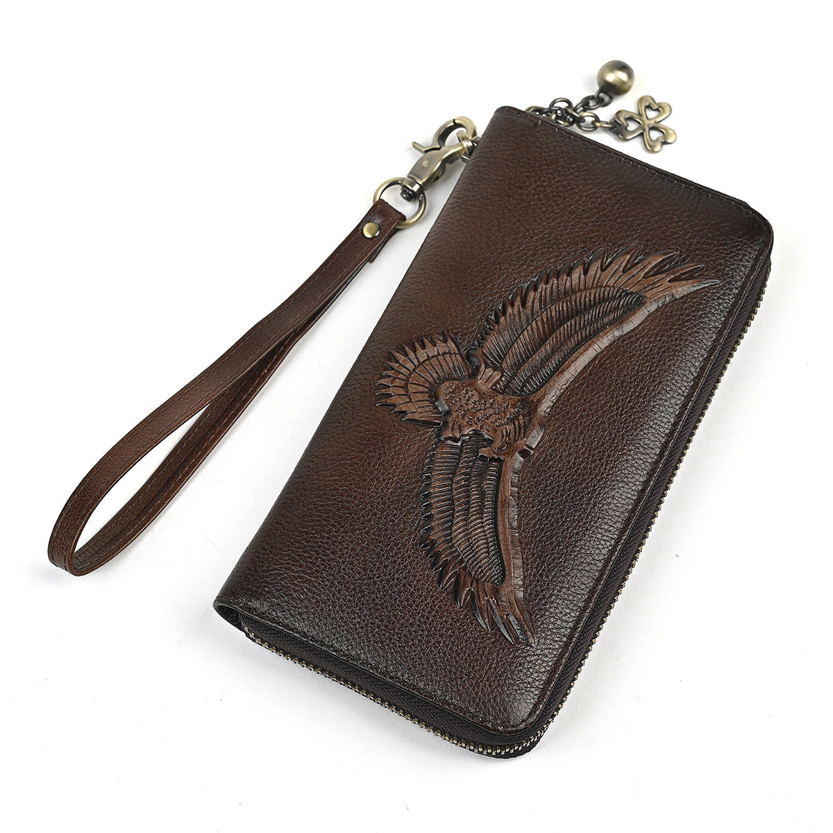 Women's & Men's First Layer Cowhide Long Large Capacity Multi Slots Phone Bags