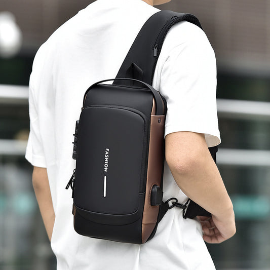 New Casual Men's Multifunctional Charging Port Men's Chest Bags