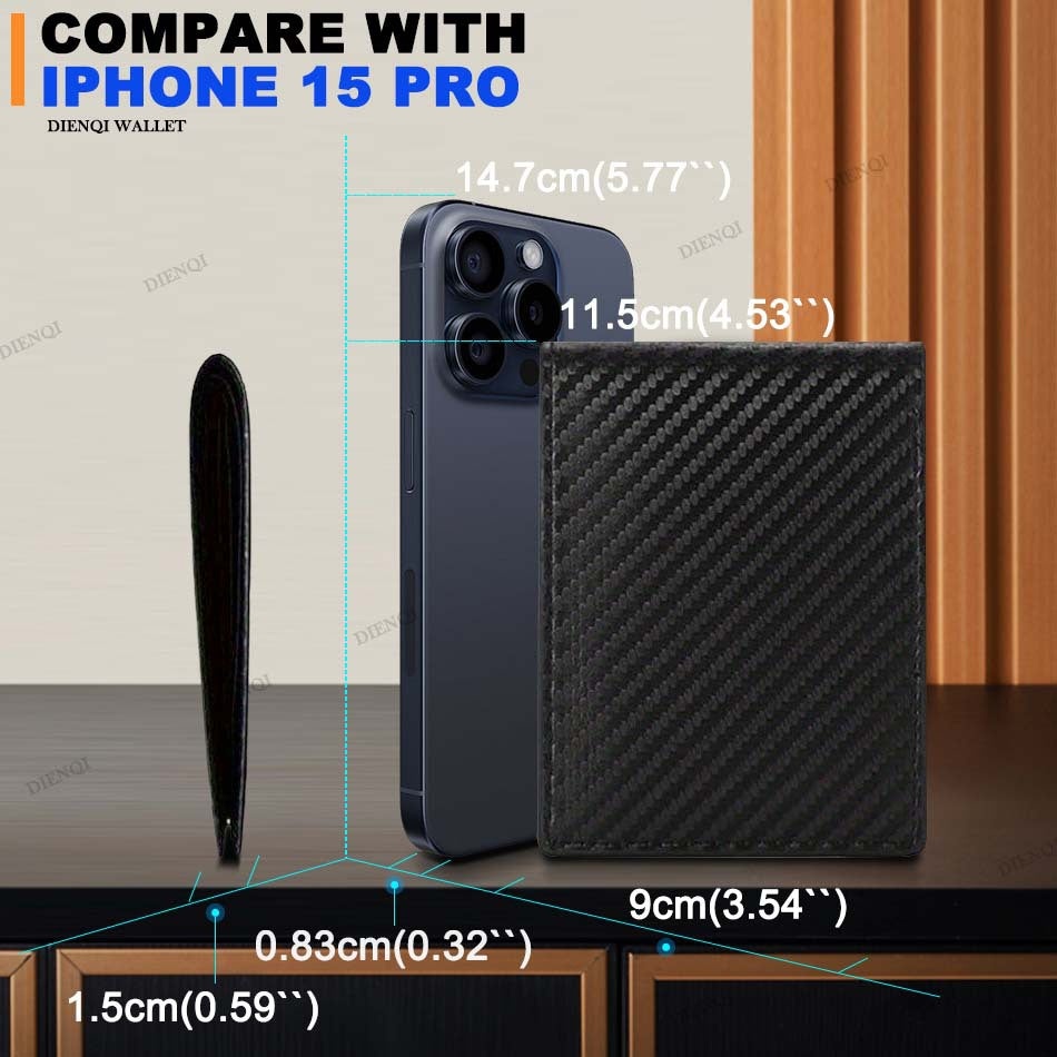 Men's Loose-leaf Multiple Slots Carbon Fiber Thin Men's Wallet