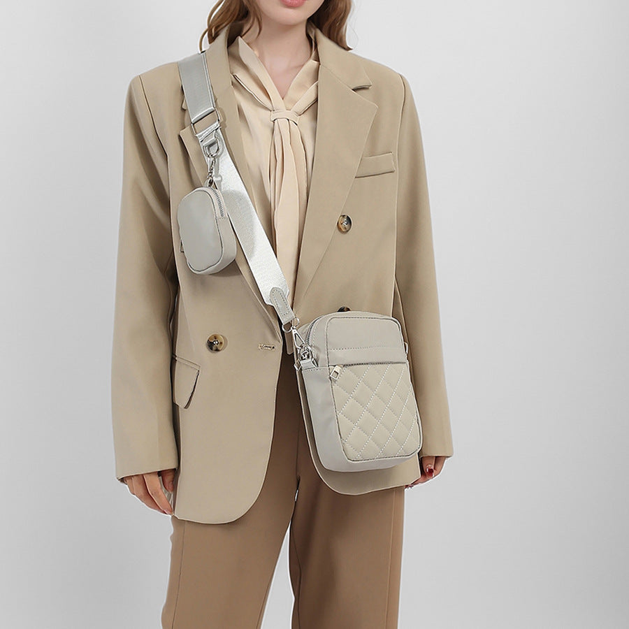 Women's Simple Practical Quilted Vertical Two-piece Set Women's Messenger Bag