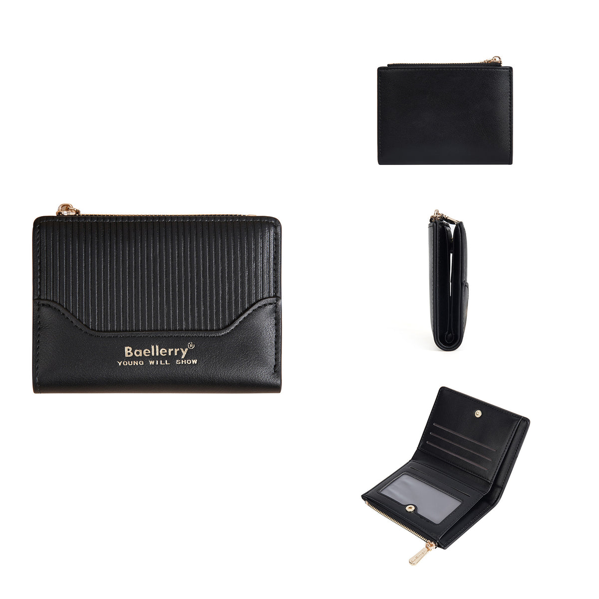 Women's Short Plaid Stitching Zipper Fashion Ladies Wallet