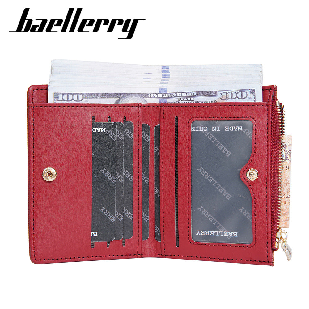 Color Short Snap Zipper Female Cartoon Ladies Wallet