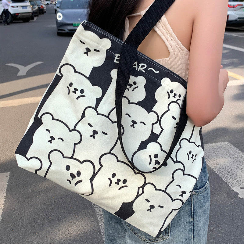 Women's Canvas Large Capacity Korean Style Commuter Women's Shoulder Bag