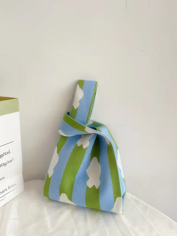 Women's Capacity Striped Knitted Portable Out Bags