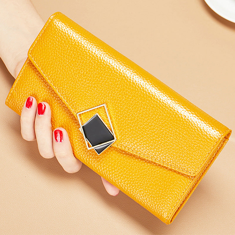 Women's Long Fashion Lucky Yellow Soft Clutch Ladies Wallet