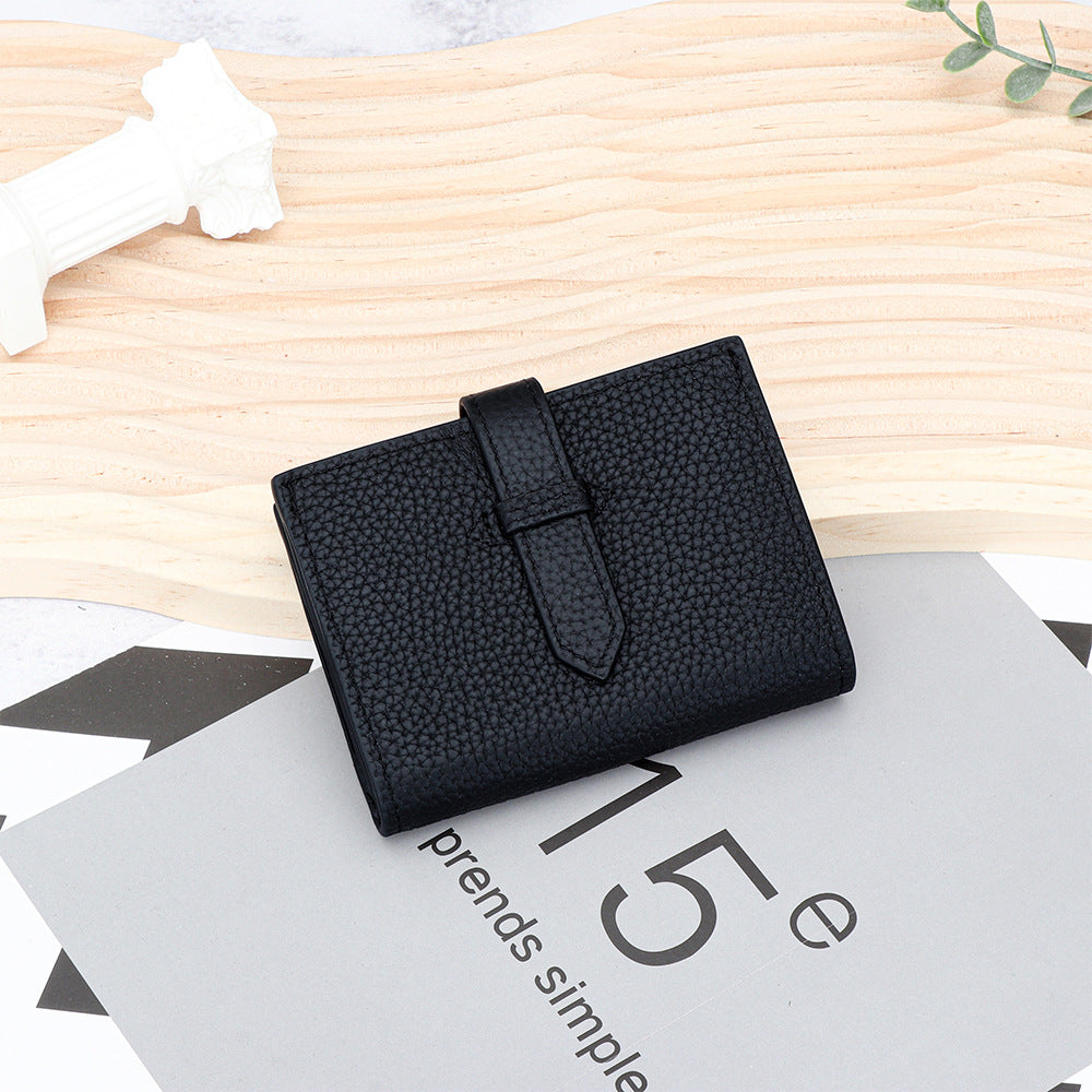 Versatile Women's Leather Mini Fold Short Ladies Wallet