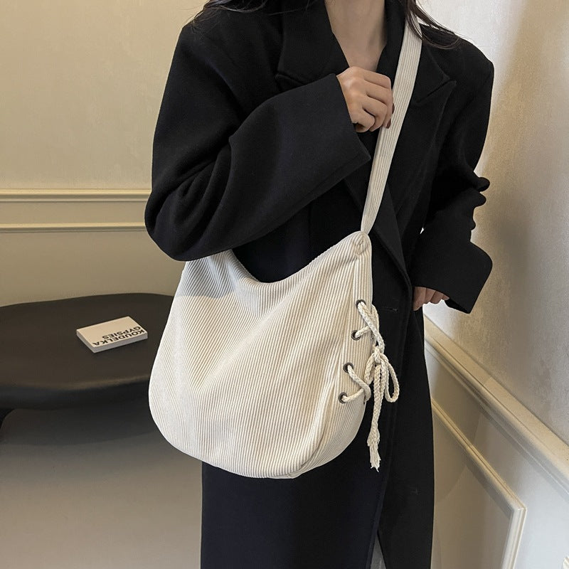 Women's Corduroy Large Capacity Leisure Cloth Class Commuting Women's Shoulder Bag