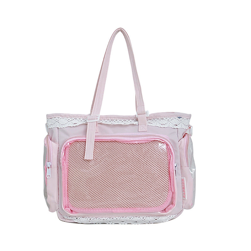 Girly Large Capacity Transparent Millet Bar Board Food Volume Lace Women's Messenger Bag