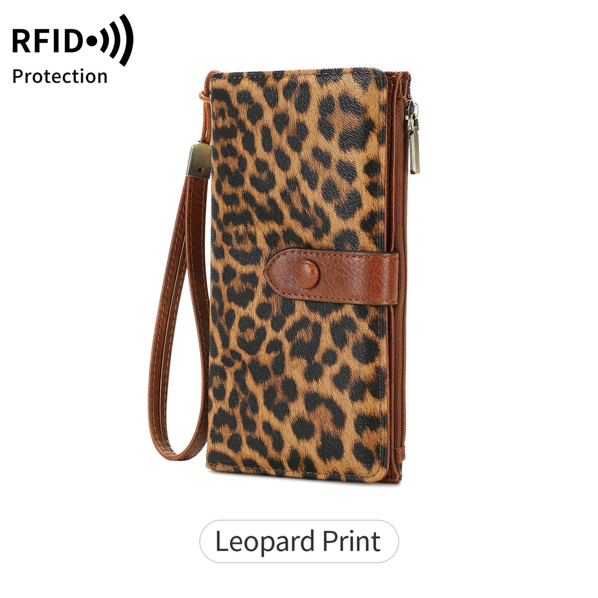 Women's Retro Large Capacity Bifold Long Fashion Leopard Print Ladies Wallet