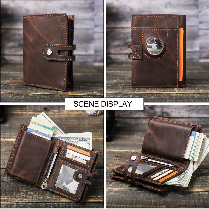 Men's Black Angel Can Hold Tracker Swiping Automatic Cassette Men's Wallet