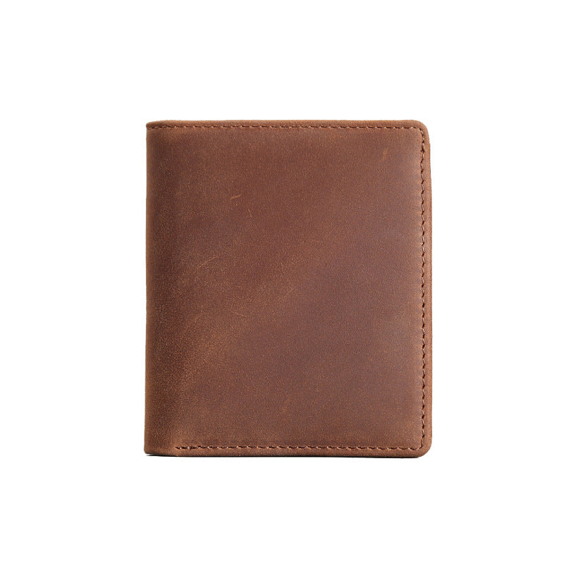 Men's Layer Cowhide Two Fold Simple Retro Genuine Leather Driving License Men's Wallet