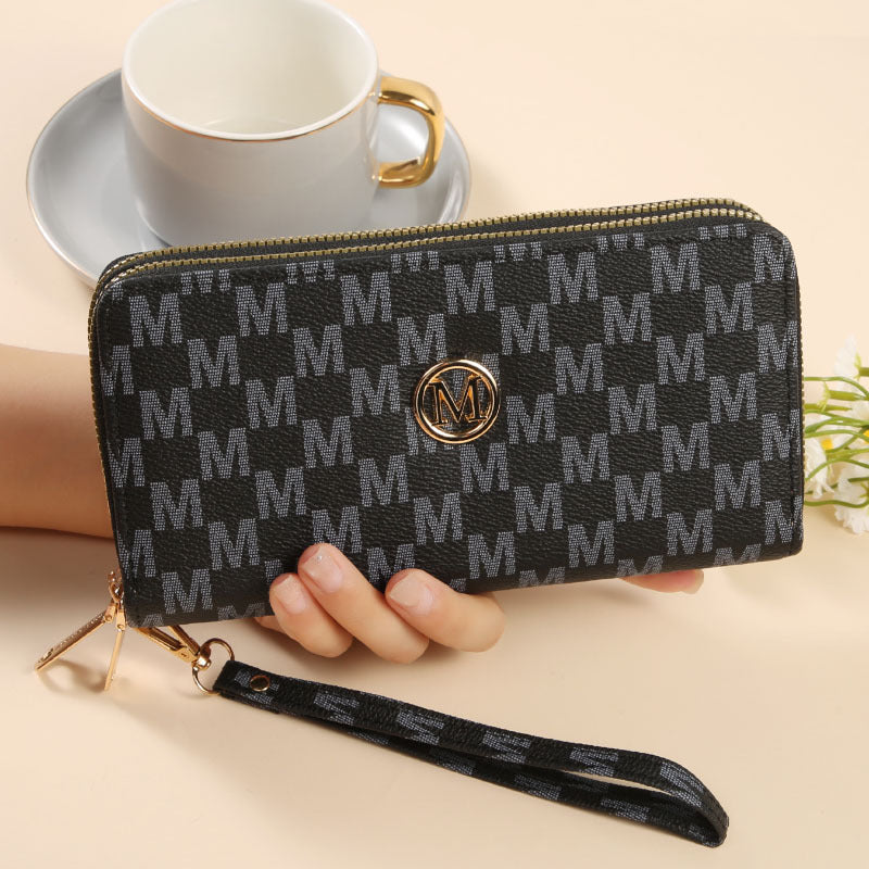 Women's Fashion Double Zipper Long Printed Clutch Multiple Slots Large Capacity Ladies Wallet