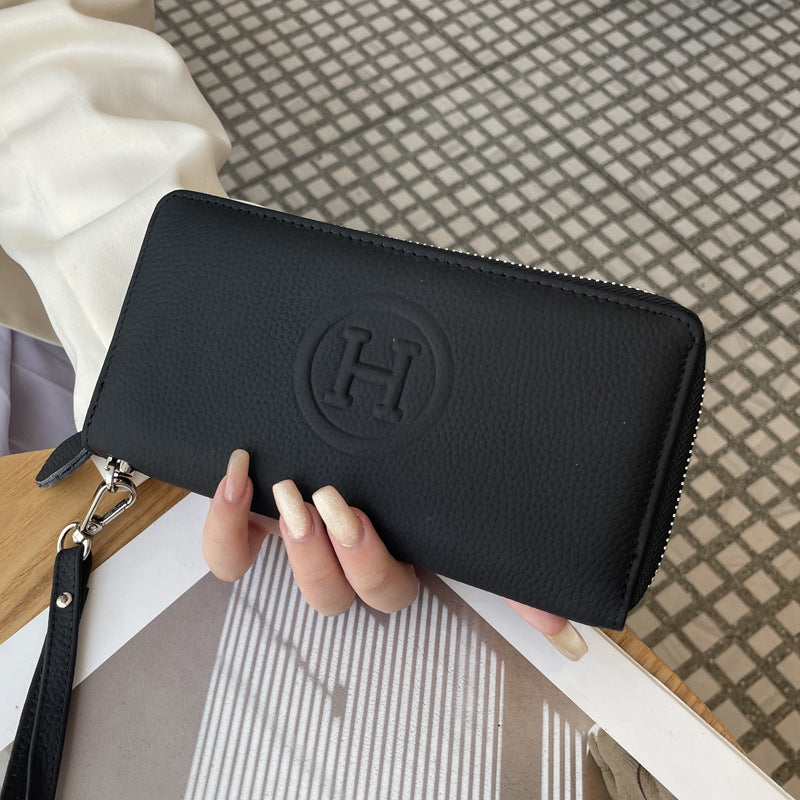 Women's Simple Fashion Long First Layer Cowhide Ladies Wallet