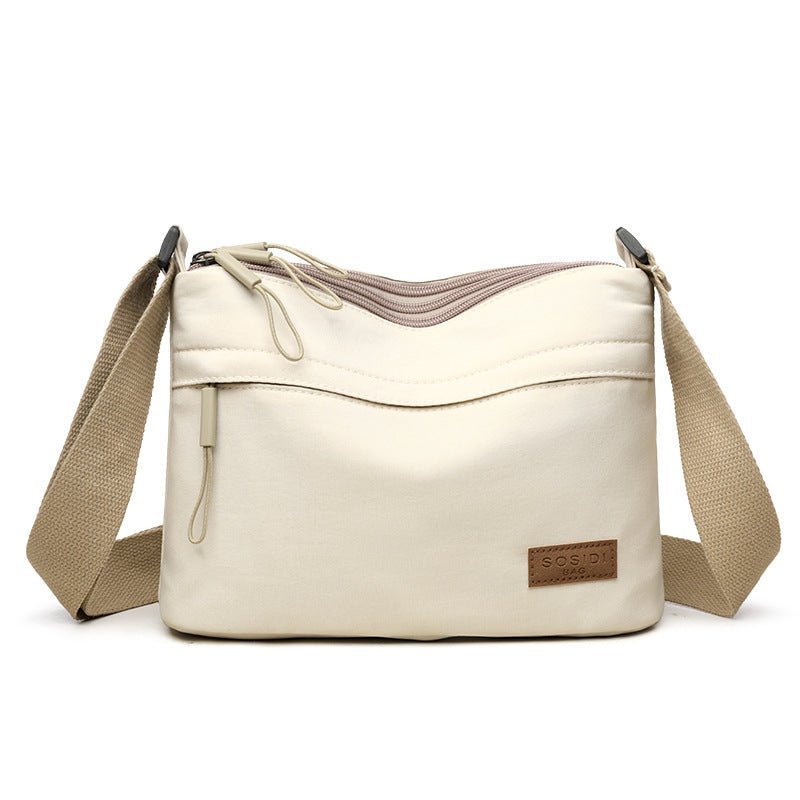 Women's Simple Solid Color Nylon Cloth Waterproof Portable Bags