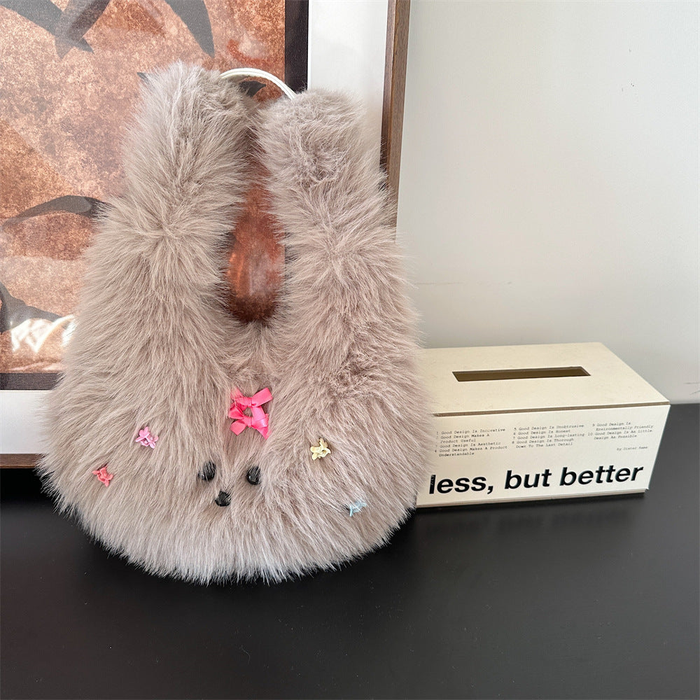 Winter Cute Fashion Plush Puppy Shopping Handbags