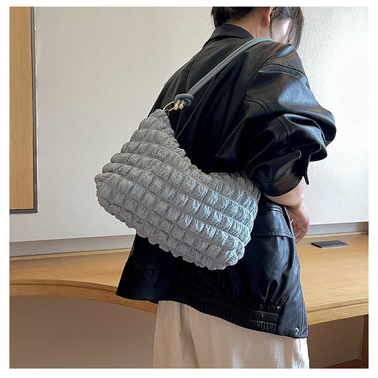Women's Bubble Soft Pleated Underarm Girly Fashion Crossbody Bags