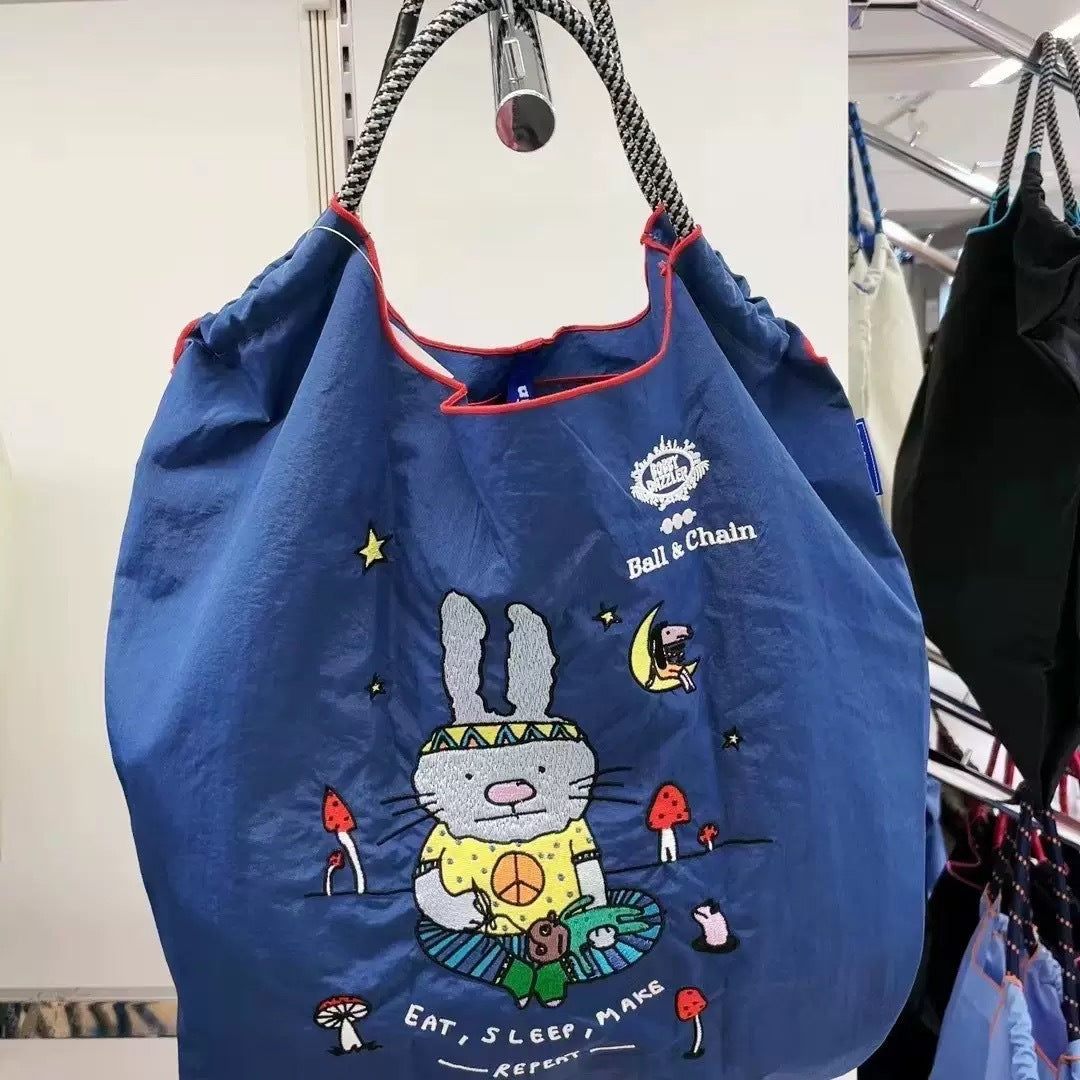 Environmental Protection Embroidery Shopping Nylon Cloth Flower Hand-held Minority Bags